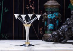 STUART DEVLIN: A STERLING SILVER MODERNIST CANDELABRA C. 1975