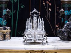 A FINE GEORGE II PERIOD STERLING SILVER WARWICK CRUET, C. 1758, JOHN DELMESTER