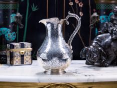 A 19TH CENTURY STERLING SILVER WATER PITCHER, C1859, LONDON