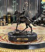 AFTER FREDERIC REMINGTON (AMERICAN,1861-1909): A BRONZE FIGURE 'SCALP'