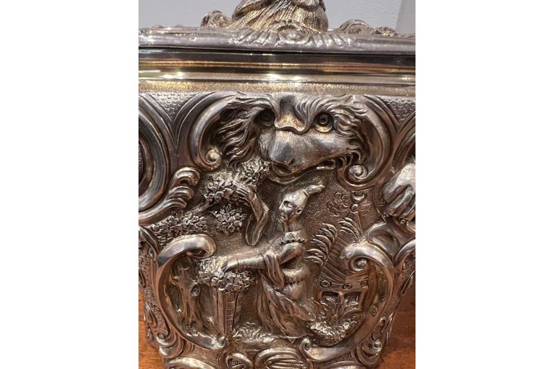 A RARE PAIR OF WILLIAM IV STERLING SILVER CHINOISERIE TEA CADDIES C. 1831, MICHAEL STARKEY - Image 40 of 40