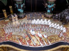 PAUL STORR: AN EARLY 19TH CENTURY CANTEEN OF STERLING SILVER CUTLERY, MOSTLY C. 1817