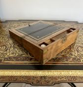 A 19TH CENTURY MAHOGANY WRITING SLOPE WITH SECRET DRAWER