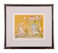 GUILLERMO SILVA (COLOMBIAN): BOY FRIEND VISIT LITHOGRAPH