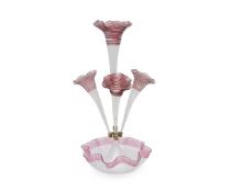 A 19TH CENTURY CRANBERRY GLASS EPERGNE