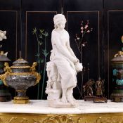 MATHURIN MOREAU (FRENCH, 1822-1912): A LARGE MARBLE FIGURE OF A GIRL