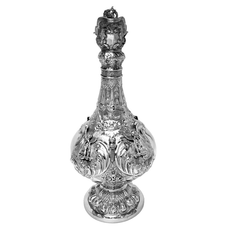 AN IMPRESSIVE PAIR OF IRISH STERLING SILVER 'ARMADA' CLARET JUGS C. 1876-1877, DUBLIN - Image 6 of 7