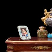 A LATE 19TH CENTURY ITALIAN MICROMOSAIC FRAME WITH PORCELAIN PANEL AFTER RAPHAEL