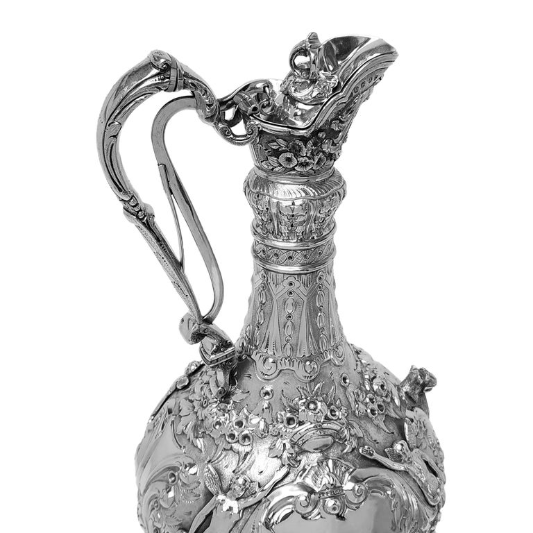 AN IMPRESSIVE PAIR OF IRISH STERLING SILVER 'ARMADA' CLARET JUGS C. 1876-1877, DUBLIN - Image 7 of 7