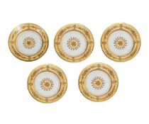A SET OF FIVE FRENCH PARIS PLATES IN THE EMPIRE STYLE CIRCA 1800