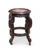 AN EARLY 20TH CENTURY FRENCH JAPONISME STYLE MARBLE AND HARDWOOD OCCASIONAL TABLE