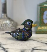 A CHINESE CLOISONNE ENAMEL MODEL OF A DUCK