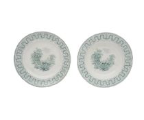 A PAIR OF RARE ENGLISH VICTORIAN TRANSFER WARE DINNER PLATES CIRCA 1840