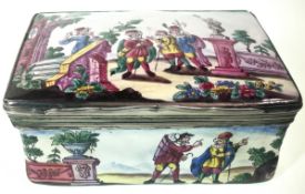A FINE 18TH CENTURY ENAMEL AND SILVER MOUNTED BOX C. 1740