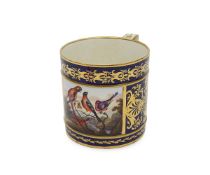 A LARGE CROWN DERBY PORTER MUG PAINTED WITH EXOTIC BIRDS BY RICHARD DODSON CIRCA 1815