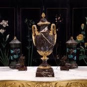 A VERY LARGE AND FINE LATE 19TH CENTURY VERDE ANTICO MARBLE AND ORMOLU MOUNTED URN AND COVER