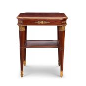 A LOUIS XVI STYLE ORMOLU MOUNTED MAHOGANY OCCASIONAL TABLE