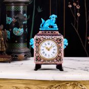 JULES VIEILLARD: A 19TH CENTURY CHINESE STYLE FAIENCE MANTEL CLOCK CIRCA 1860