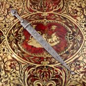 A 19TH CENTURY RUSSIAN SILVER MOUNTED KUBAN COSSACK KINJAL (DAGGER)