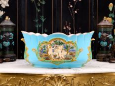 A LARGE AND RARE MINTON MAJOLICA 19TH CENTURY JARDINIERE