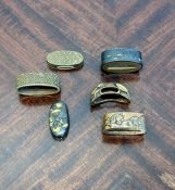 SIX 19TH CENTURY JAPANESE BRONZE AND PARCEL GILT SWORD FITTINGS