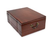 A MAHOGANY CIGAR HUMIDOR WITH HYGROMETER BY FB FRANCE