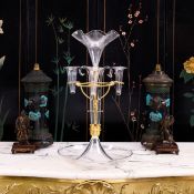A LATE 19TH / EARLY 20TH CENTURY ORMOLU AND GLASS EPERGNE