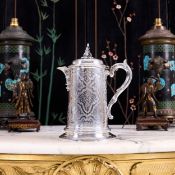 A FINE 19TH CENTURY SCOTTISH STERLING SILVER JUG, GLASGOW C.1865
