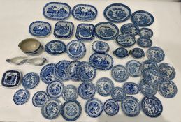 A RARE AND EXTENSIVE EARLY 19TH CENTURY STAFFORDSHIRE TOY MINIATURE DINNER SERVICE