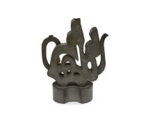 A RARE CHINESE CHINA TRADE PEWTER PUZZLE TEAPOT CIRCA 1800