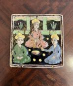 A LATE 19TH CENTURY QAJAR (PERSIAN) GLAZED POTTERY TILE