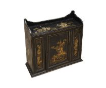 A CHINESE BLACK LACQUERED HANGING CABINET