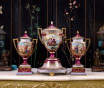 A FINE 19TH CENTURY VIENNA PORCELAIN GARNITURE