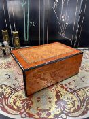 A WALNUT VENEERED, CHEQUER STRUNG AND EBONISED HUMIDOR