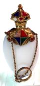 AN EXTREMELY RARE GOLD, SCOTCH AGATE AND OPALINE SCENT BOTTLE C. 1850
