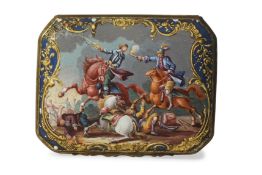 AN EXTREMELY RARE AND FINE 18TH CENTURY SOUTH STAFFORDSHIRE ENAMEL SNUFF BOX