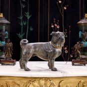 AN EARLY 20TH CENTURY AUSTRIAN PAINTED TERRACOTTA MODEL OF A PUG