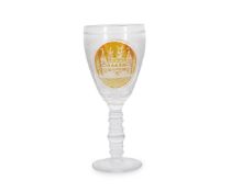 A MID 19TH CENTURY FRENCH AMBER FLASHED WINE GLASS