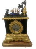 A RARE EARLY 19TH CENTURY ROCKING SHIP AUTOMATON CLOCK OF NAPOLEONIC THEME, C.1830