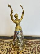 A LATE 19TH CENTURY VIENNESE GILT METAL AND JEWELLED GLASS WAGER CUP