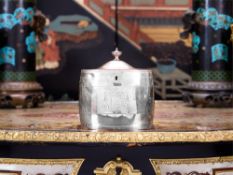 AN 18TH CENTURY ENGLISH STERLING SILVER TEA CADDY, LONDON, 1791, CHARLES ALDRIDGE