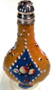 A RARE 18TH CENTURY BILSTON ENAMEL LINEN GROUND SCENT BOTTLE C. 1760