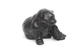 A JAPANESE BRONZED MODEL OF A CHOW CHOW PUPPY