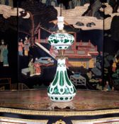 A LATE 19TH CENTURY BOHEMIAN FLASHED AND OVERLAY GLASS VASE LAMP