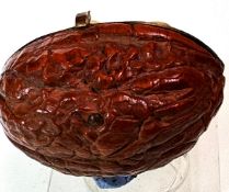 A RARE PAIR OF 19TH CENTURY MINIATURE NOVELTY SCENT BOTTLES HOUSED IN A WALNUT