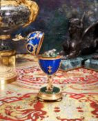 A FABERGE STYLE DIAMOND ENCRUSTED, NEPHRITE, ENAMEL AND SILVER GILT SURPRISE EGG