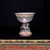 AN EXCEPTIONAL 19TH CENTURY VIENNESE ROCK CRYSTAL, SILVER AND ENAMEL BOWL