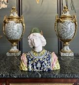 A 19TH CENTURY ITALIAN MAIOLICA BUST OF A MAN