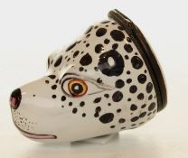 A RARE LATE 18TH CENTURY BILSTON ENAMEL DALMATION HEAD BONBONNIERE