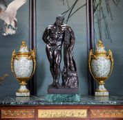 A LARGE BRONZE FIGURE OF FARNESE HERCULES